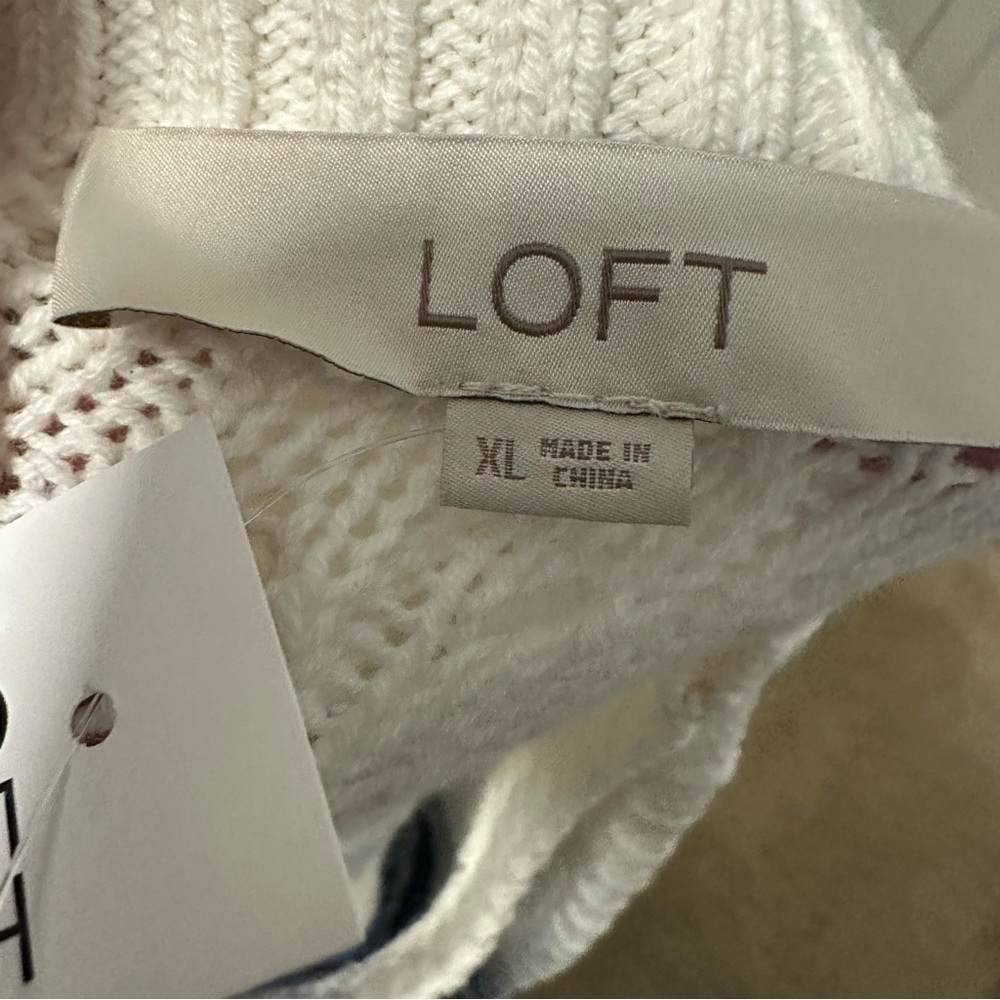 Ann Taylor LOFT Mixed Pointelle Sweater in Rainwashed Blue Size XL NWT - Picture 4 of 8
